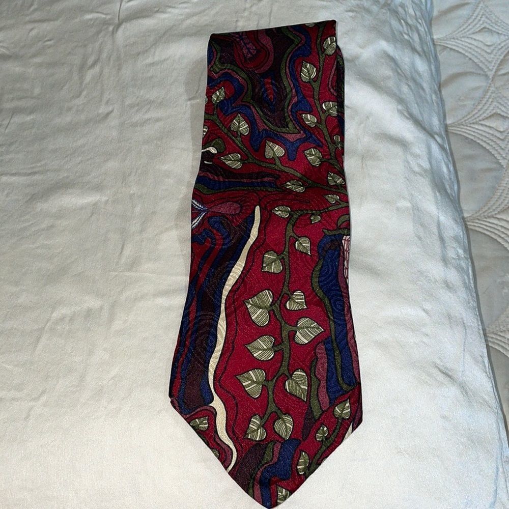 Vtg 90s‎ Desert Designs maroon & navy blue tie